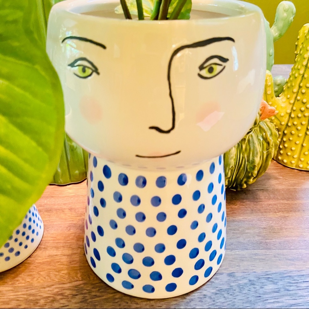 🌿Large Stoneware Family Planter/Vase Blue/White - Picture 7 of 16